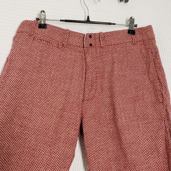 Garbstore Chino Shorts Mens 32 Red Pattern 10" Luxury Cotton Summer Japan London - Picture 13 of 16